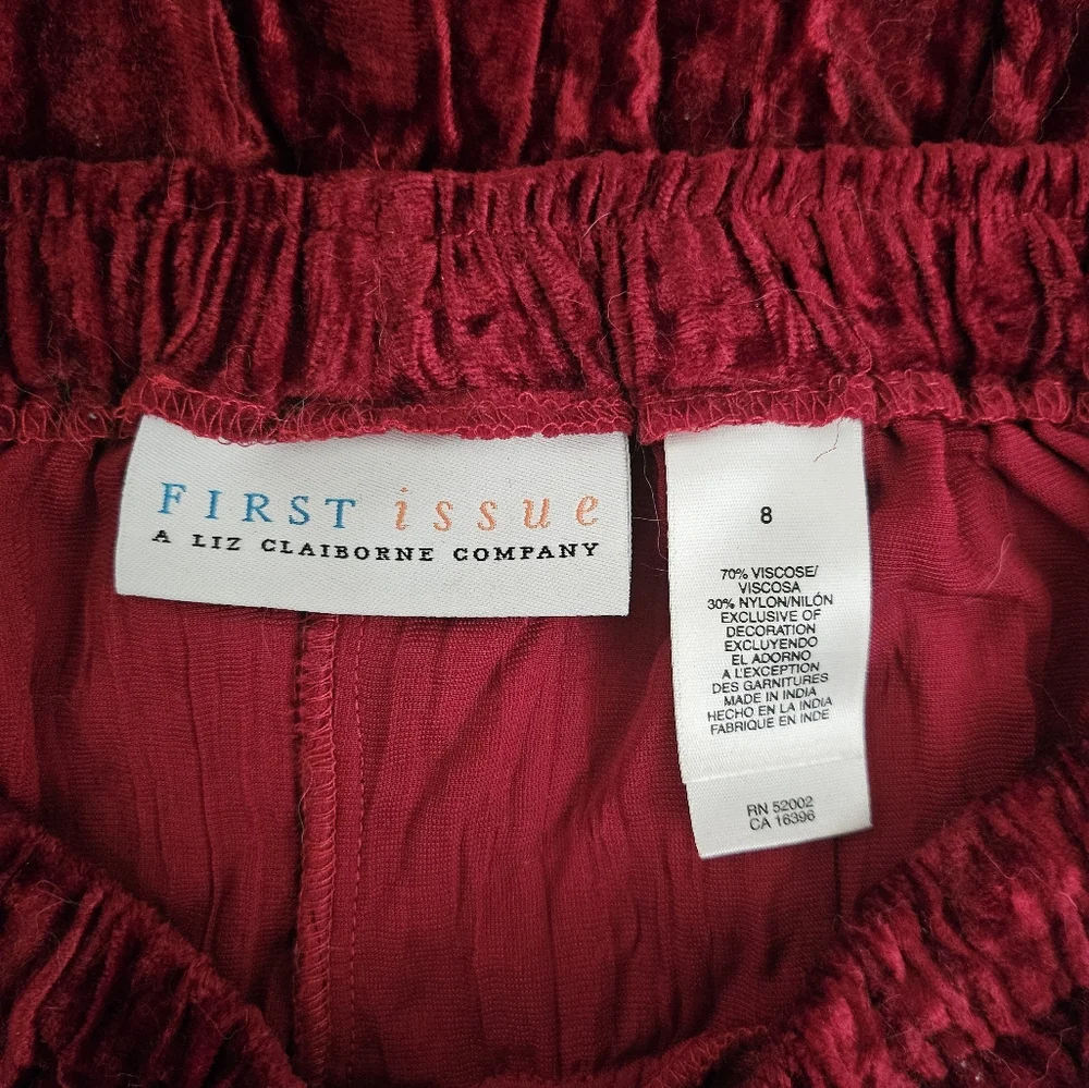 Whimsigoth Red Velvet Tiered Skirt - Picture 2 of 3